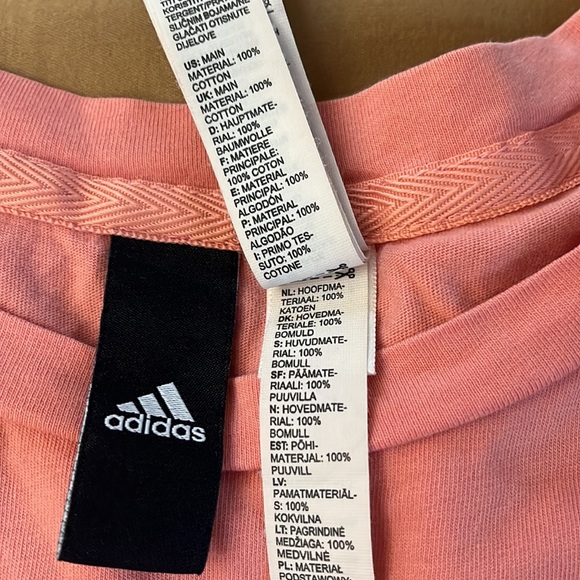 ADIDAS Salmon Pink Top Cotton T-Shirt Logo Sport Workout Gym Active Kawaii Nike - Picture 4 of 8